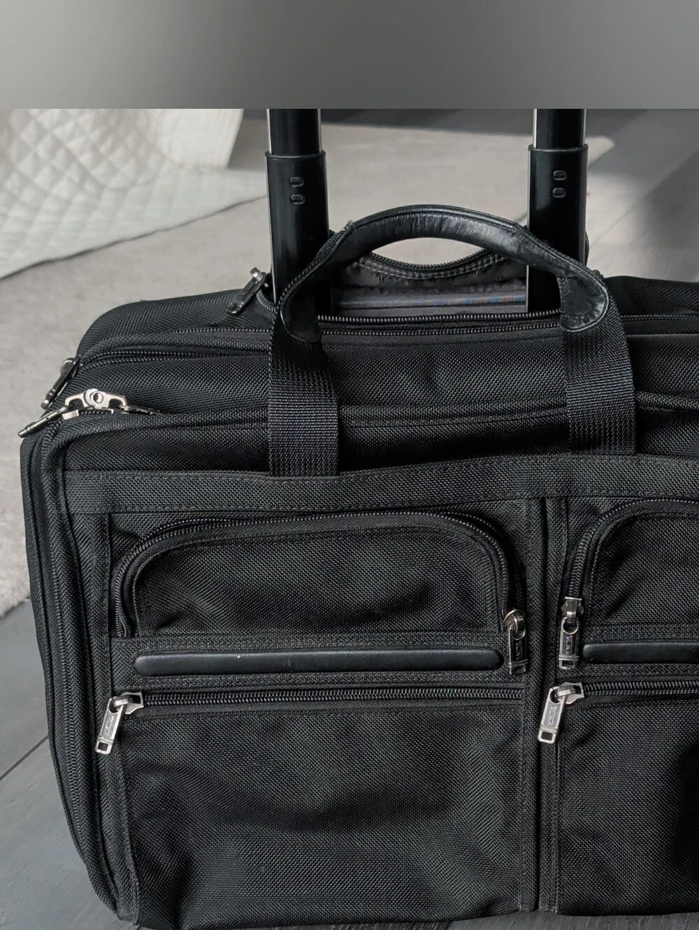 Tumi Black Men's Laptop Briefcase with Front Zip Pockets